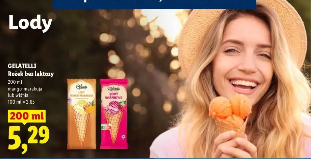 Gelatelli Rożek bez laktozy mango-marakuja lub wiśnia