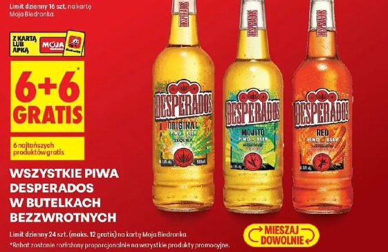 Wszystkie piwa Desperados w butelkach bezzwrotnych