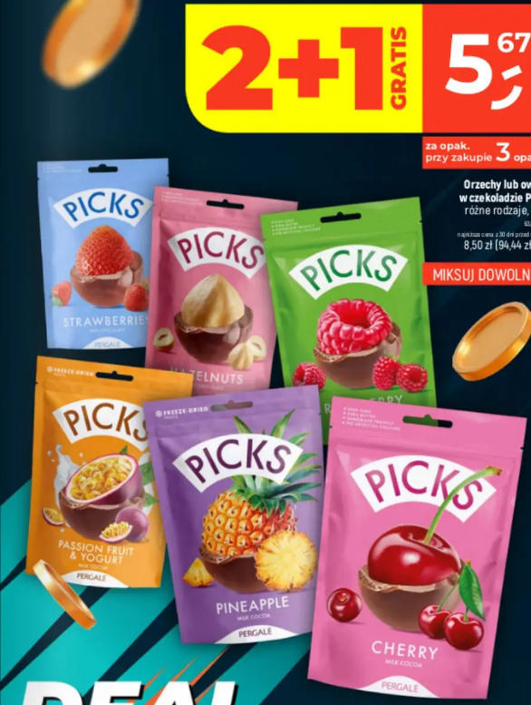 Orzechy lub owoce w czekoladzie Picks