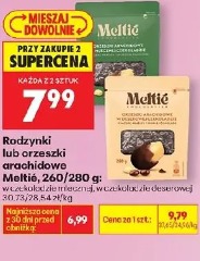 Rodzynki lub orzeszki arachidowe w czekoladzie deserowej Meltie