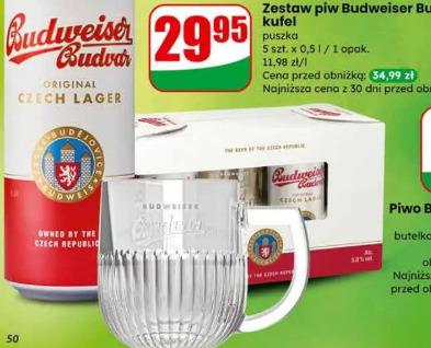 Zestaw piw Budweiser Budvar + kufel