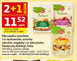 Mieszanka orzechów lub nerkowców, orzechy włoskie, migdały lub mieszanka Słoneczny Koktajl, Felix