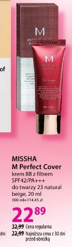 MISSHA M Perfect Cover krem BB z filtrem SPF42/PA+++ do twarzy 23 natural beige