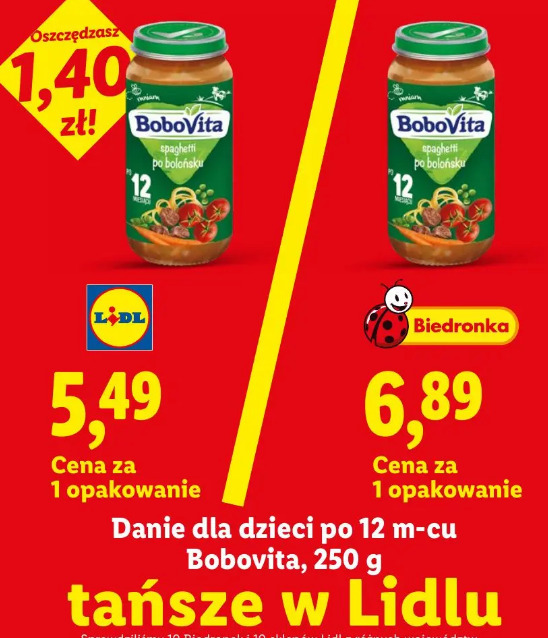 Danie dla dzieci po 12 m-cu Bobovita, spaghetti po bolońsku