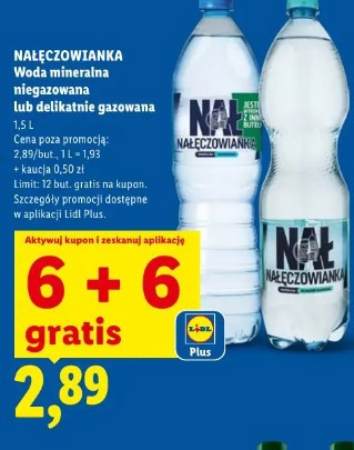 Woda mineralna niegazowana lub delikatnie gazowana