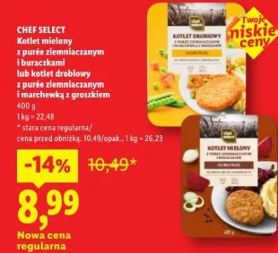 Chef Select Kotlet mielony z purée ziemniaczanym i buraczkami lub kotlet drobiowy z purée ziemniaczanym i marchewką z groszkiem