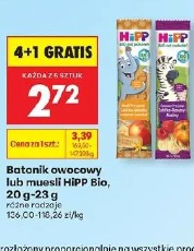 Batonik owocowy lub musli HIPP Bio, 20 g–23 g