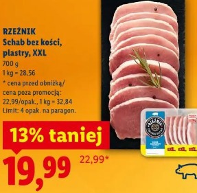 Rzeźnik Schab bez kości, plastry, XXL