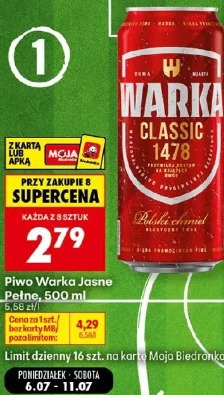 Piwo Warka Jasne Pełne