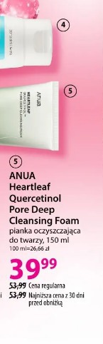 Anua Heartleaf Quercetinol Pore Deep Cleansing Foam pianka oczyszczająca do twarzy