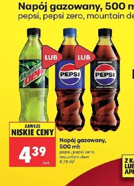 Napój gazowany, 500 ml: pepsi, pepsi zero, mountain dew