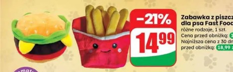 Zabawka z piszczałką dla psa Fast Food