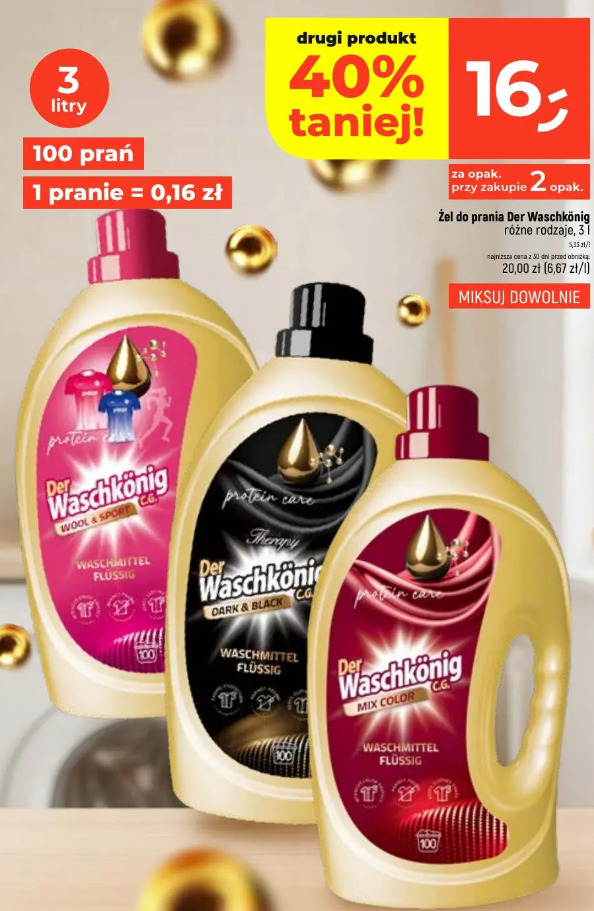 Żel do prania Der Waschkönig różne rodzaje
