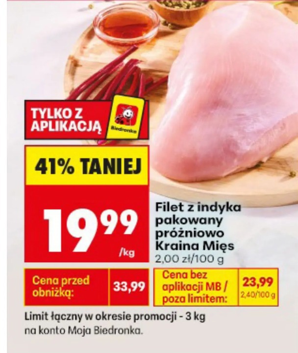 Filet z indyka pakowany próżniowo Kraina Mięs