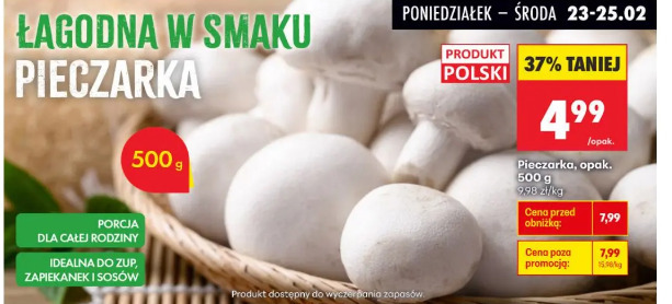 Pieczarka, opwakowanie 500g