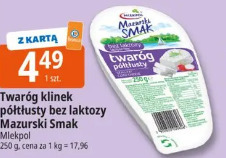 Twaróg klinek półtłusty bez laktozy Mazurski Smak Mlekpol