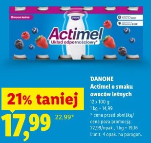 Danone Actimel o smaku owoców leśnych