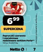 Papryczki czerwone i czereśniowe nadziewane serkiem Perła