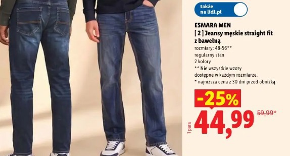Esmara Men Jeansy męskie straight fit z bawełną