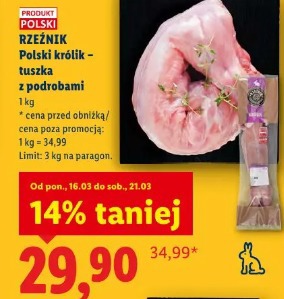 Rzeźnik Polski królik – tuszka z podrobami