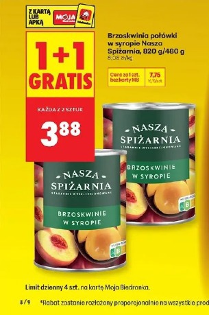 Brzoskwinia połówki w syropie Nasza Spiżarnia