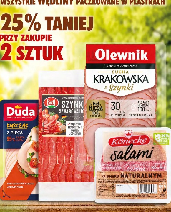 Wszystkie wędliny paczkowane w plastrach