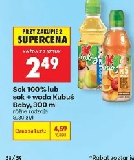 Sok 100% lub sok + woda Kubuś Baby