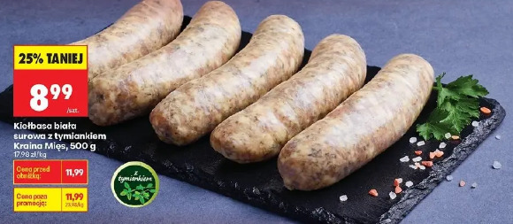 Kiełbasa biała surowa z tymiankiem Kraina Mięs