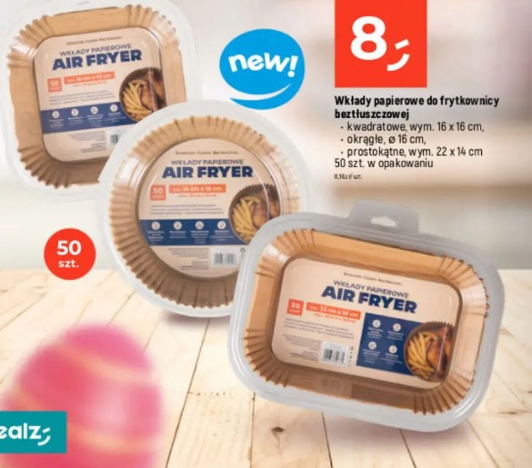Wkłady papierowe do frytkownicy beztłuszczowej