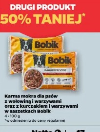 Karma mokra dla psów z wołowiną i warzywami w saszetkach Bobik