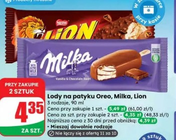 Lody na patyku Oreo, Milka, Lion