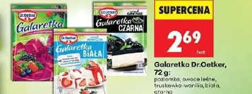 Galaretka Dr.Oetker: poziomkowa, owoce leśne, truskawkowa, wanilia, biała, czarna