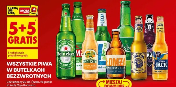 Wszystkie piwa w butelkach bezzwrotnych 5+5 gratis