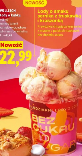 Willisch Lody w kubku o smaku sernika z truskawką i kruszonką
