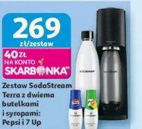 Zestaw SodaStream Terra z dwiema butelkami i syropami: Pepsi i 7 Up