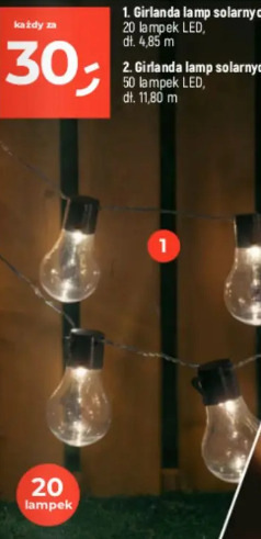 Girlanda lamp solarnych 20 lampek LED