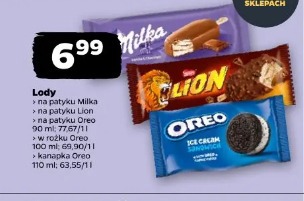 Lody na patyku Milka Lody na patyku Lion Lody na patyku Oreo Lody w rożku Oreo Kanapka Oreo