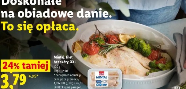 Mintaj, filet bez skóry, XXL