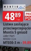 Listwa zasilająca przeciwprzepięciowa Montis 5 gniazd Lider Hurt MT030-1.5m