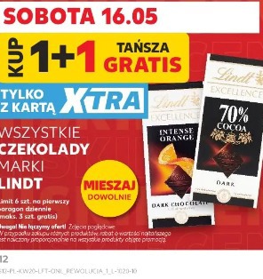 Wszystkie czekolady marki Lindt 1+1 gratis
