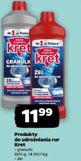 Produkty do udrożniania rur Kret