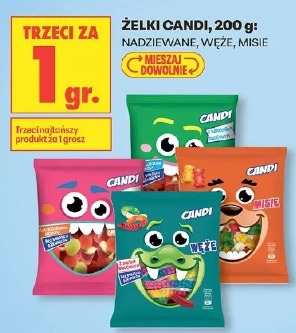 Żelki Candi nadziewane, węże, misie