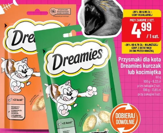 Przysmaki dla kota Dreamies kurczak lub kocimiętka