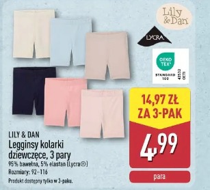 Lily & Dan Legginsy kolarki dziewczęce, 3 pary