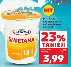 Piątnica Śmietana 18% tł.