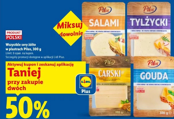 Wszystkie sery żółte w plastrach Pilos