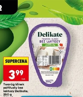 Twaróg klinek półtłusty bez laktozy Delikate