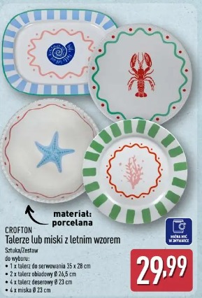 Crofton Talerze lub miski z letnim wzorem