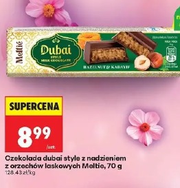 Czekolada dubai style z nadzieniem z orzechów laskowych Meltie