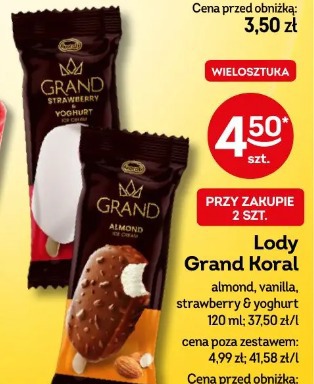Lody Grand Koral almond, vanilla, strawberry & yoghurt